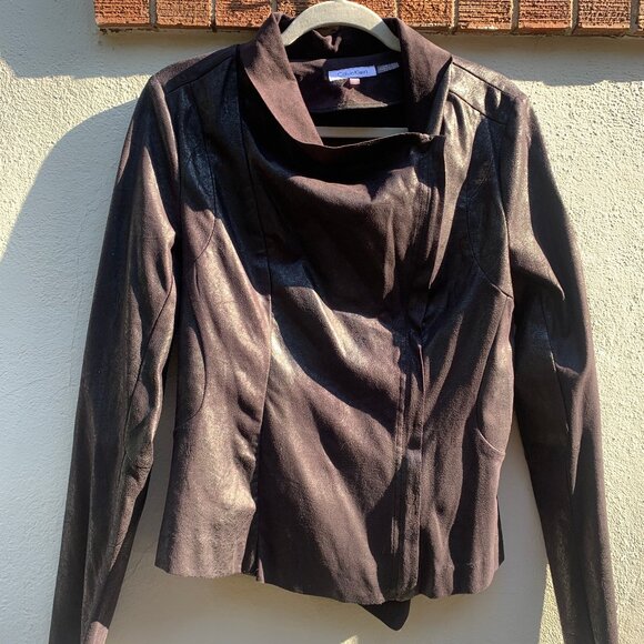 Calvin Klein Faux-Leather Moto Jacket - Picture 2 of 7